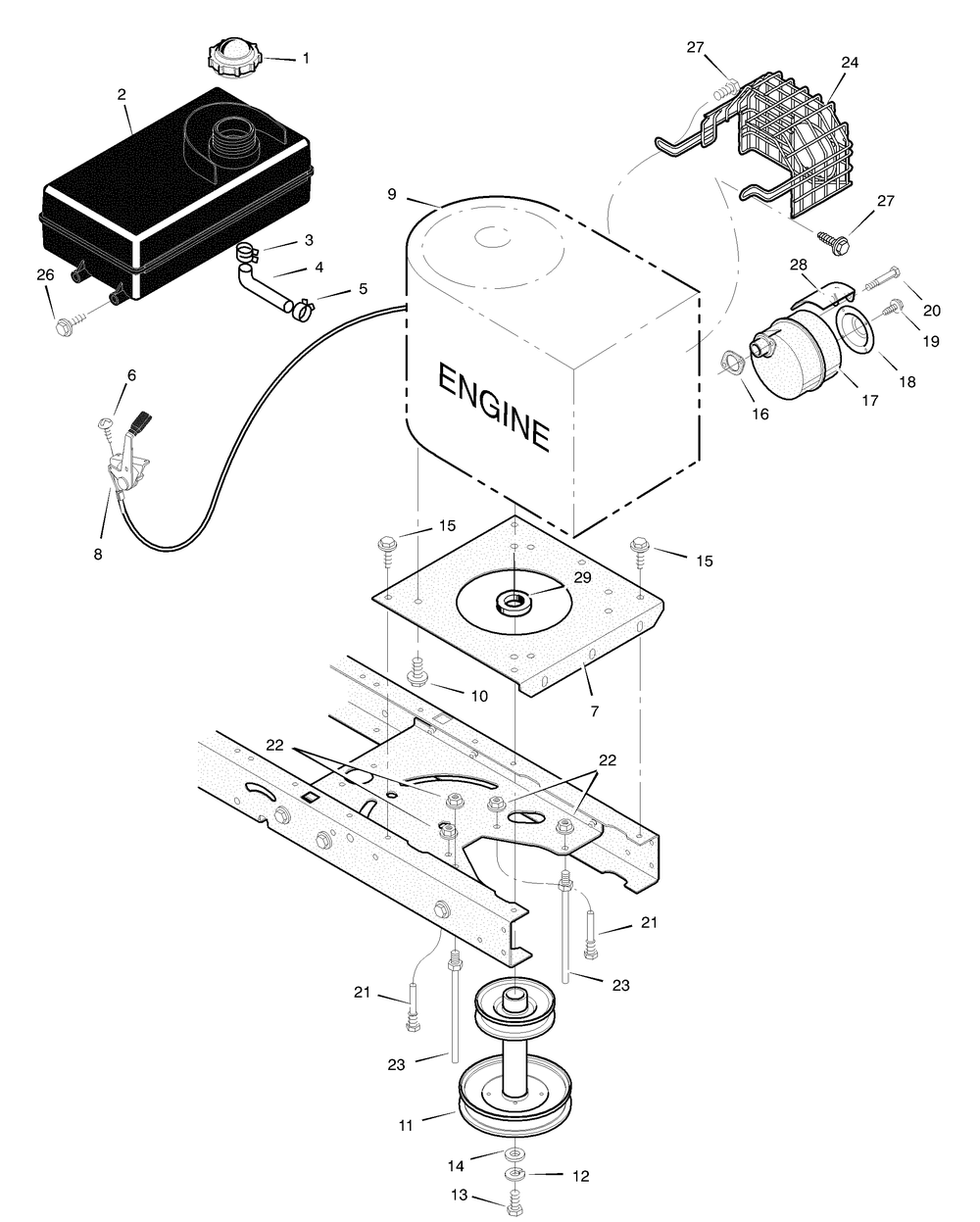 Engine Mount Diagram and Parts List for 312004X68A 2004 Briggs and Stratton Lawn Tractor